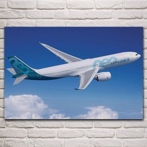 Beautiful a330neo passenger aircraft plane blue sky fanart living room home wall art decor print wood frame fabric poster KN842