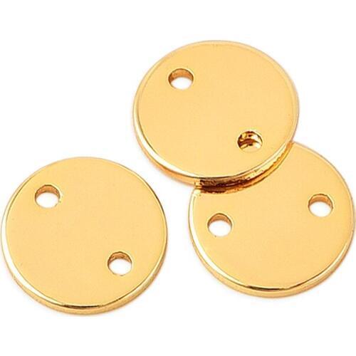 10pcs 8mm Gold Filled Double Hole Metal Disc Connection Jewelry Accessories Findings DIY Round Wafer Sequin Brass Charm Fitting
