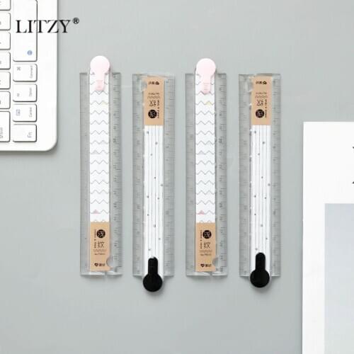 LITZY 1pcs Simple Foldable Rulers 30cm Cute Bookmark Kawaii Creative Geometric Plastic for Office School Ruler Stationery Supply