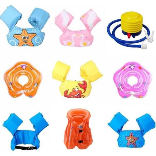 Inflatable Kids Swimming Ring Floaties Arm Sleeve Floating Armbands Safety Gear Foam Swimming Training Baby Pool Accessories