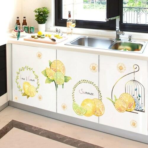 [shijuekongjian] Lemons Wall Stickers DIY Fruits Mural Decals for Living Room Kids Bedroom Fridge Home Decoration Accessories
