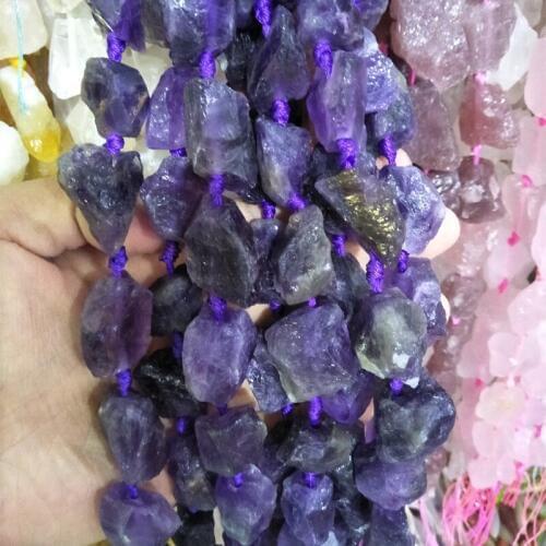 Strand 40cm Fine Quality Natural Amethysts Stone Beads 16-25mm Irregular Purple Crystal Stone Beads DIY Jewelry Craft Material