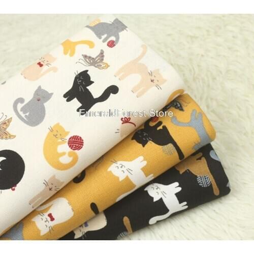 New cartoon cute cat print cloth handmade DIY patchwork cloth,bag fabric fabric cotton and linen 90cm*110cm