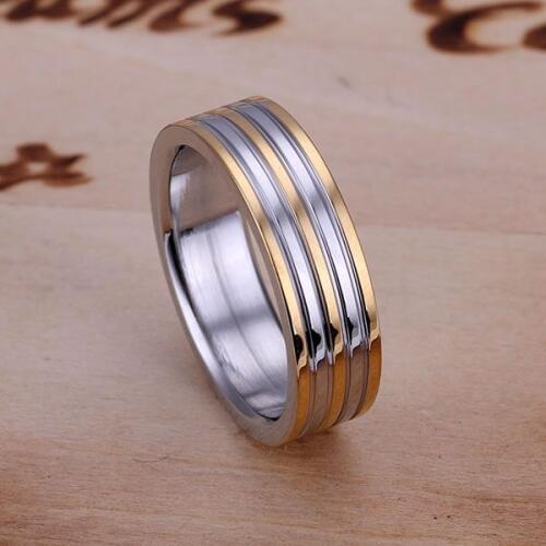Wholesale High Quality Jewelry Fashion Jewelry Stainless Steel Finger Rings For Women Best Gifts SMTR099 Golden Stripe Rings