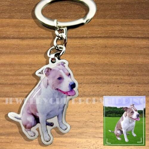 Customize Color Pet Keychain Personalized Picture colour Keyring pets Photo Keychain dog and cat Memorial Gift For animal Lover