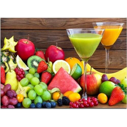 No Frame Fruit and Juice Poster Wall Art Print Canvas Painting Posters and Prints Wall Pictures Bedroom Kitchen Decoration