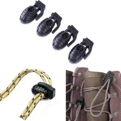 Grenade Buckle Lace Rope Clamp Lock Camp Stopper Survive Cord Paracord Hike Outdoor Clip Shoelace Shoe