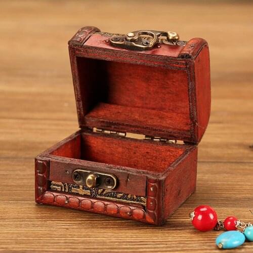 Jewelry Box Vintage Wood Handmade Box With Mini Metal Lock For Storing Jewelry Treasure Pearl Display Stand Jewelry Storage