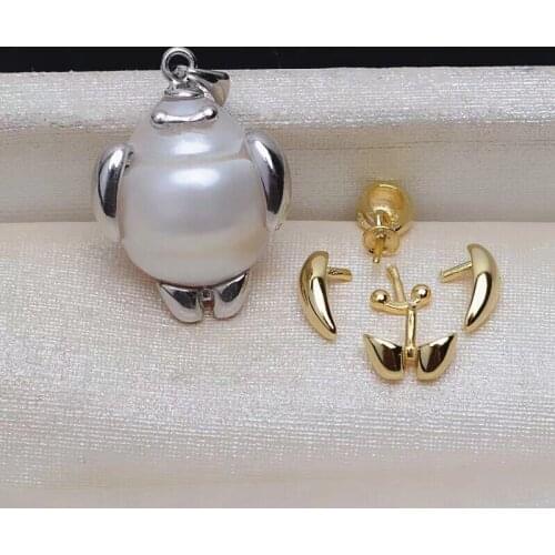 Cute Design DIY Mount 925 Sterling Silver Pendant Base Settings Mountings Findings Parts for Pearl Crystal Jade Agate 5pcs/lot