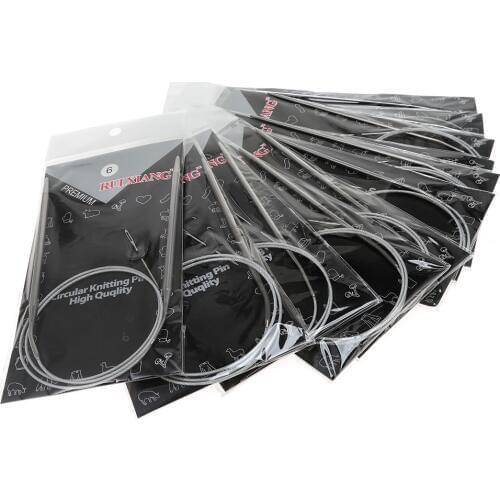 11PCS Stainless Steel Circular Knitting Needles Set 80cm Weave Craft Yarn Sewing Tools 1.5mm-5mm