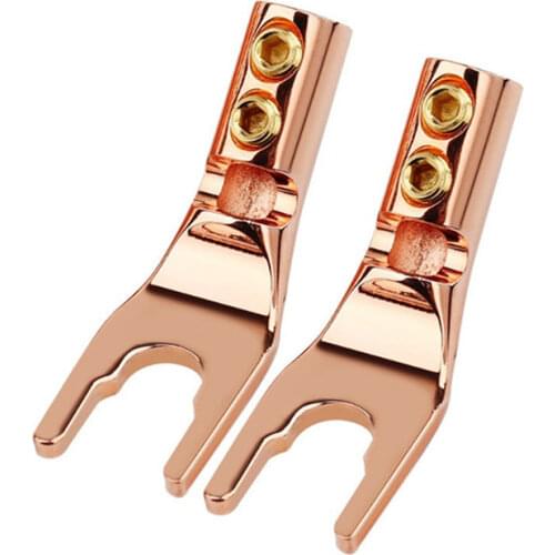 Y Fork Pin Shaped Clip Banana Plugs Solder Wire Connector U/Y Gold/Rhodium Plated Copper Spade Speaker Plug Audio Jack Screw