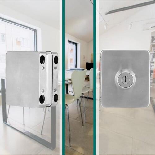 Square Single Open Glass Door Lock with Key 1007 Stainless Iron Security Entry Locks for Home Office Shower Room Lock