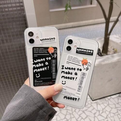 Hot Clear Lable Phone Case for iPhone 12 Mini 11 Pro X XS Max XR 8 7 6 6s Plus Soft Protect Cover