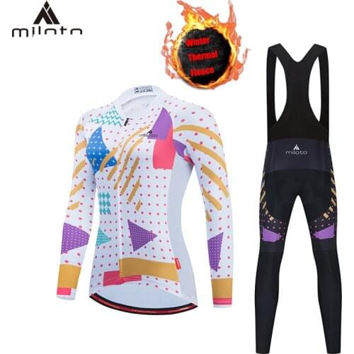 MITOTO Women Winter Thermal Fleece Cycling Jersey Bib Pants Set Road Bike Clothing Maillot Kit Bicycle Clothes Triathlon Uniform