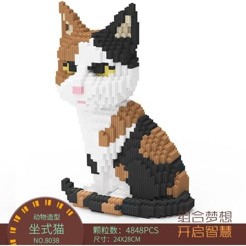 4848pcs Calico Cat Building Block Animal Dog Schnauzer Big Brick Pet Corgi Dog Persian Panda Pig Giraffe For Diamond Brick Toy