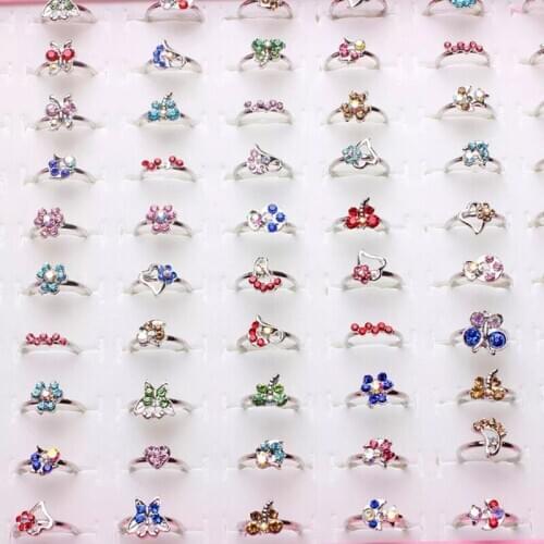 Diamond Kids Adjustable Ring Sparkling Small Diamonds Princess Jewelry Girl Q6PD