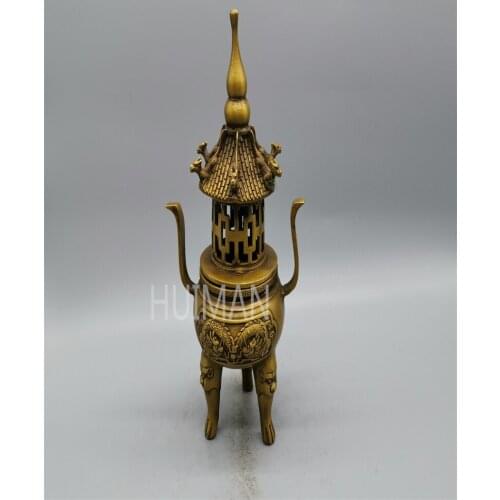 China Brass Statue Luck Wealth Censer Metal Crafts Home Decoration