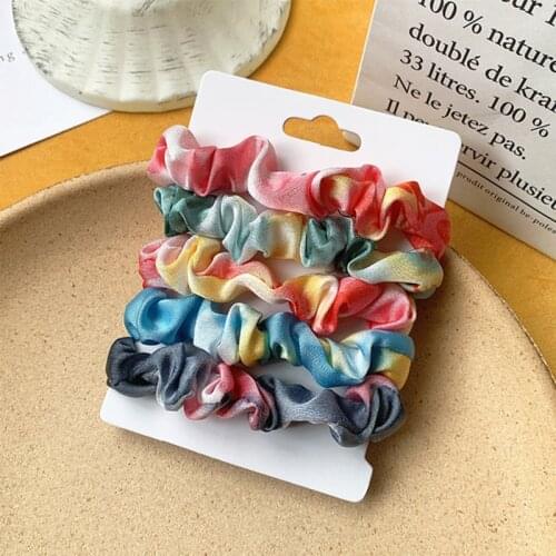 Korean Floral Summer Small Fresh Hair Rope Set Girl Heart Cute Large Intestine Hair Ring Simple Ball Head Ponytail