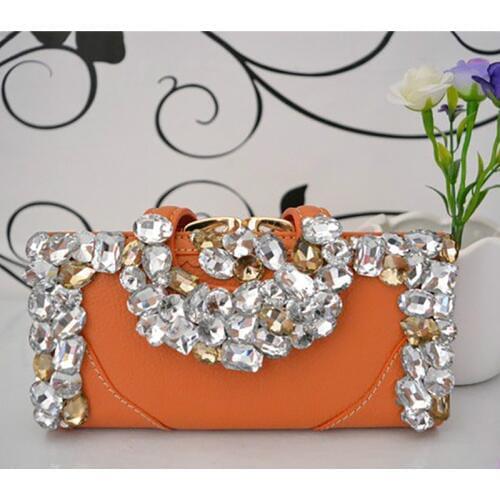 Crystal Wallet Women Clutch Bags Luxury Handbags Card Holder Evening Bag Black Wedding Purse Cow Leather Purse Ladies Gift Bags