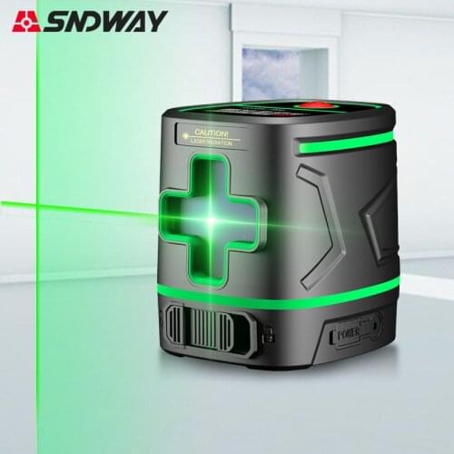SNDWAY Green Laser Level 2 Lines Vertical Horizontal Measuring Tools Rechargeable Battery Green Beam Self Leveling Laser Level