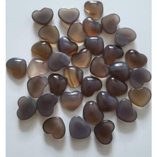 2020 fashion 15x18mm natural stone gray agates heart shape CABOCHON beads for ring DIY jewelry making wholesale 30pcs/lot free