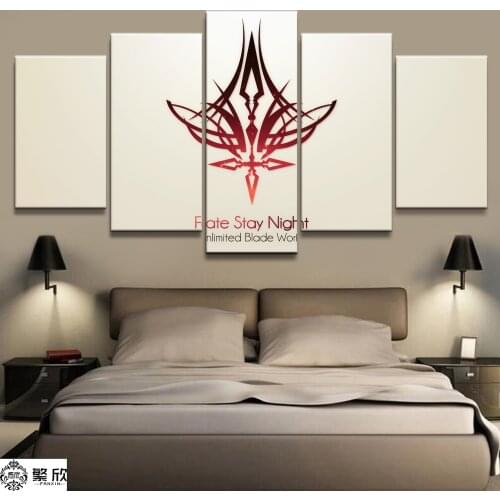 Home Decor Modular Canvas Picture 5 Piece Fate Stay Night Saber Sword in Stone Painting Poster Wall For Home Canvas Wholesale