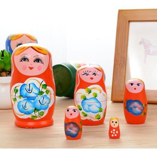 Wooden doll set hand-painted decorative Russian doll baby girl 5 Russian suit