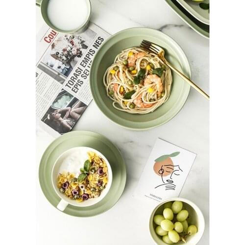 Dishes Set Household Online Celebrity Nordic Tableware Ceramic Bowl Rice and Soup Plate Combination Family Warmth Simple At