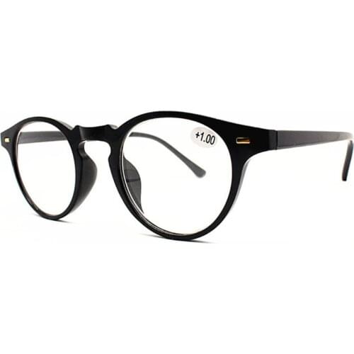 Reading Glasses Womans Fashion Black Square Far Sight Rivet Plastic Frame Comfortable Plastic Titanium Mirror 1.0-3.5 R258