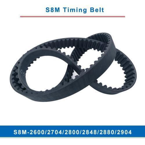 Timing belt S8M-2600/2704/2800/2848/2880/2904 teeth pitch 8 mm circular teeth belt width 20/25/30/40 mm for 8M timing pulley
