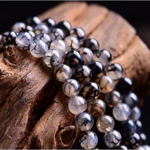 RONGQING Natural Round Black And White Stripe Fashion DIY Loose Beads for Jewelry Making 6mm,8mm,10mm,12mm
