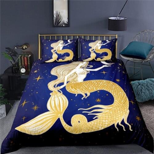 Luxury 3D Mermaid Print Home Living Comfortable Duvet Cover Pillowcase Kid Bedding Set Queen and King EU/US/AU/UK Size