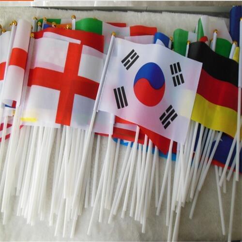 Hand Flags of the country world With Poles Word Cup 32 Countries Small bandeir Team banderas for Football Club soccer Fans