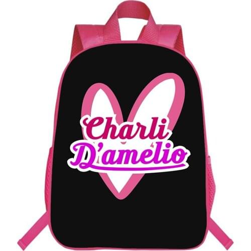 Charli Damelio Backpack Teenager Student Backpack Boys Girls School Bag Black Pink Shoulder Strap Travel Bookbag
