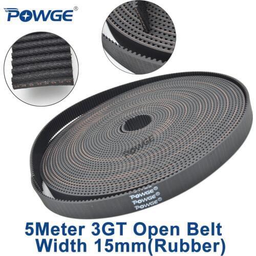 POWGE 5meters GT 3MGT 3GT Open Synchronous Timing belt 3GT 15 Width 15mm 3GT-15 Rubber 3KC GT3 pulley Small Backlash 3D printer