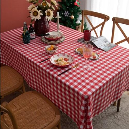 Merry Christmas Red Plaid Tablecloth Desk Green Checkered Coffee Table Cover Cotton Rectangle Home Decoration Tafelkleed ZC146
