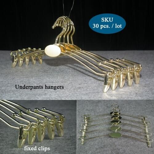 Low price Lady Bra or underpants hangers Wardrobe Storage Plated metal color Wire Bikini clothes Hanger for Bra underwear store