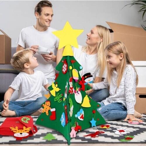 Felt Christmas Tree DIY Santa Claus Handicrafts Detachable Accessories New Year Room Decoration Develop Childrens Hands-Ability