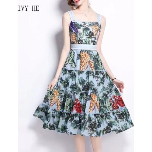 IVY HE High Quality Autumn Dress Woman Clothing Lace Patchwork Print Camisole Midi Long Dress Traf ZAfu Party Vintage Dresses