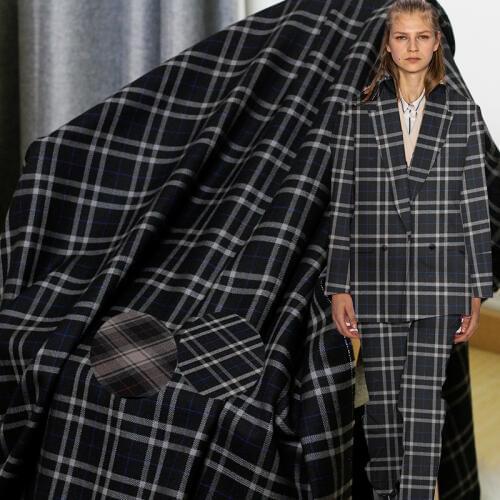 Japanese Yarn Dyed Plaid Worsted 100%Wool Fabrics Garment Material Autumn Women Suits Jacket Sewing Cloth Freeshipping