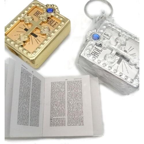 Funny 3.5*4.5cm Mini Holy Bible Book Pendant English Version of Christian Keychains Car Ker Bags Creative Personality Gifts