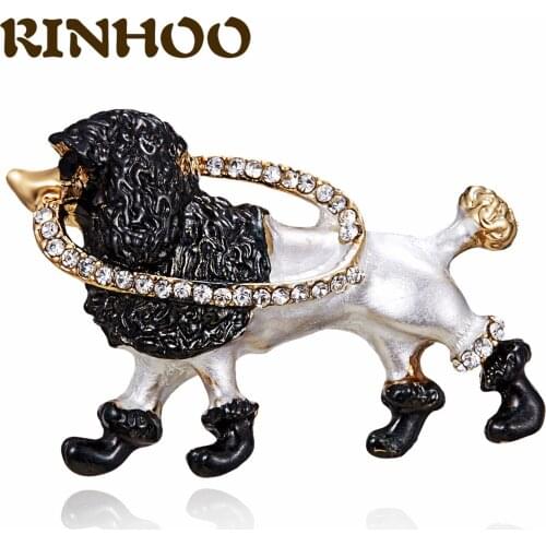 RINHOO Biting The Circle Dog Brooches Women Rhinestone Dog Pets Animal Brooch Party Casual Brooch Enamel Lapel Pins Gifts