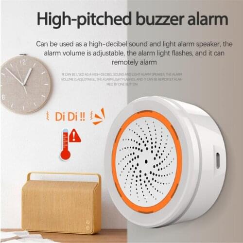 1Pc Tuya Smart Home Zigbee 3.0 Sound And Light Alarm Temperature And Humidity Sensor Combo Anti-theft Device Home Smart Sensors