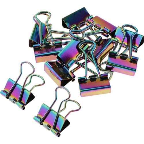 12x Colorful Metal Binder Clips File Paper Clip Tickets Letter Office Supply