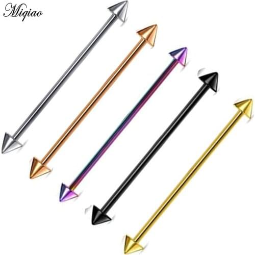 Miqiao 2 Pcs Piercing Jewelry Stainless Steel Pointed Cone Long Rod Ear Bone Nail Earrings European and American Hot Style