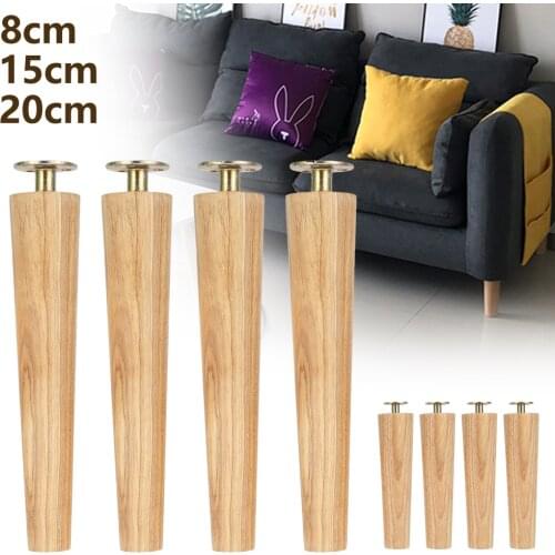 4pcs Furniture Feet Height 8/15/20CM Solid Wood Furniture Leg Inclined Cone Bed Cabinet Table Sofa Legs Chair Replacement Feet