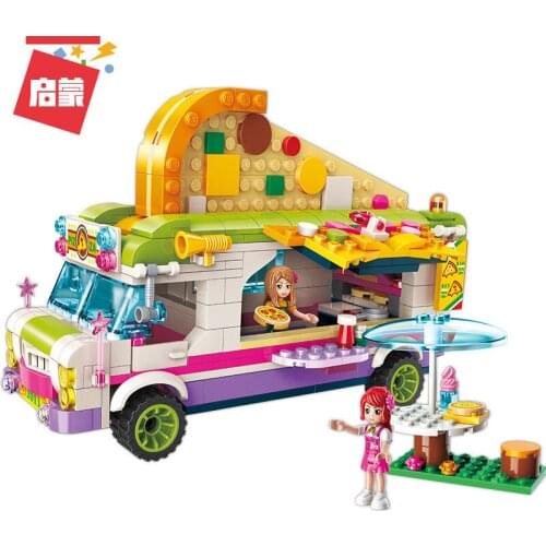 414PCS Enlightenment 2013 Fun City Fun Pizza Car Girl Assembling Building Block Toy Gift