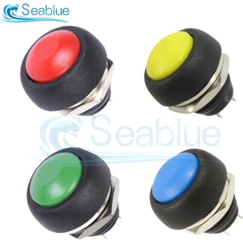 5Pcs PBS-33B 12mm Instantaneous Mini Metal Switch 12V 1A Waterproof Button Since The Reset Locked Copper Feet Diy Multicolor