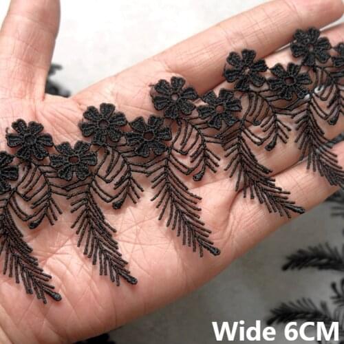 6CM Wide White Black Cotton Embroidery Tassel Lace Material Wedding Dress Headwear Clothing Home Textile DIY Sewing Accessories