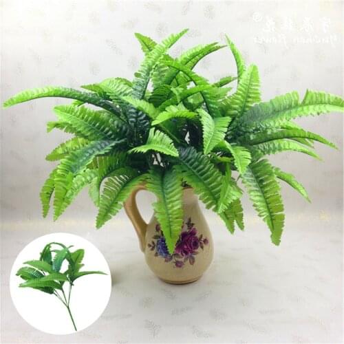 7 Fork Artificial Fern Grass Green Plant Simulation Fern Persian Leaves Fake Flower Wall Hanging Plants Home Wedding Decor